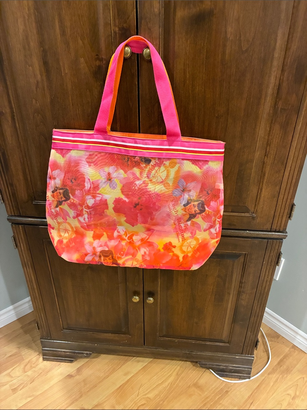 Bright Pink & Orange Floral Tote Bag